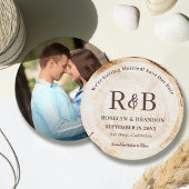 Houten Rustieke Bruiloft Monogram Namen Custom Fot Save The Date