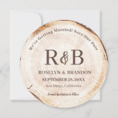 Houten Rustieke Bruiloft Monogram Namen Custom Fot Save The Date (Voorkant)