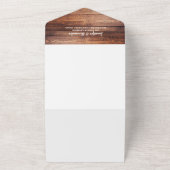 Houten rustieke foto waterverf bladeren Bruiloft All In One Uitnodiging (Buitenkant)