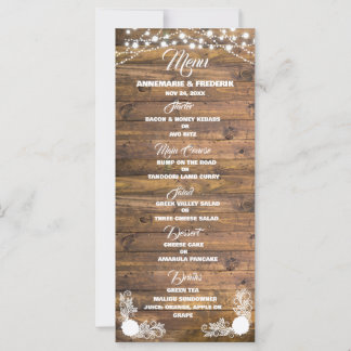 Houten Rustieke Kant Bruiloft Menu