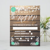 Houten Rustieke Kant RSVP Kaarten (Staand voorkant)