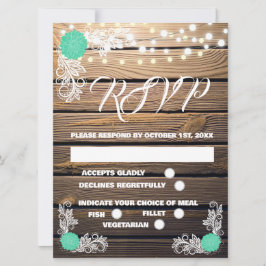 Houten Rustieke Kant RSVP Kaarten