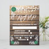 Houten Rustieke Kant RSVP Kaarten (Staand voorkant)