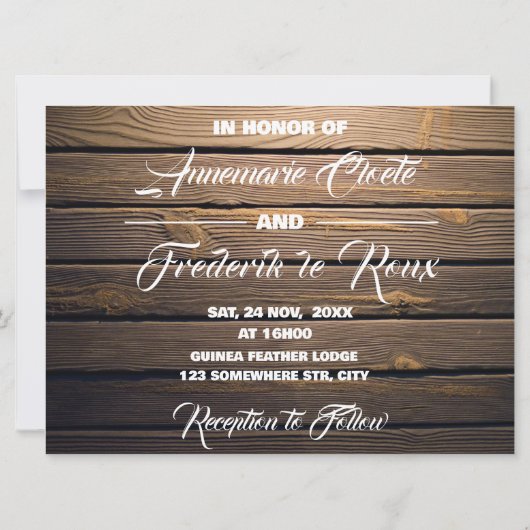 Houten Rustieke Kant RSVP Kaarten (Achterkant)