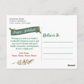 Houten Rustieke Kerst Holly Snowflake Familie Briefkaart (Achterkant)