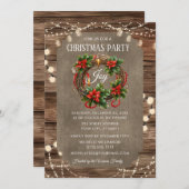 Houten Rustieke Kerstmis Vreugdekrans Party Diner Kaart (Voorkant / Achterkant)