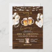 Houten Rustieke Liefde Bruist Koppels Borrel Kaart (Voorkant)