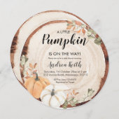 Houten Rustieke Pompoen Baby shower Invitation Kaart (Voorkant / Achterkant)