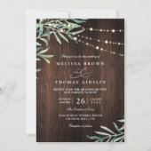 Houten Rustieke Slinger Licht Landelijk QR Code Br Kaart (Voorkant)
