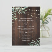 Houten Rustieke Slinger Licht Landelijk QR Code Br Kaart (Staand voorkant)