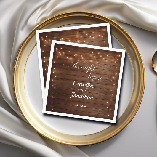 Houten Rustieke Slingerlichten De Nacht Voor De Br Servet