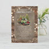 Houten Rustieke Vrachtwagen Kerst Party Diner Kaart (Staand voorkant)