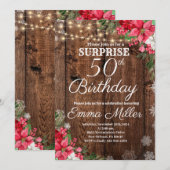 Houten Rustieke Winter Verrassing 50e Verjaardag Kaart (Voorkant / Achterkant)