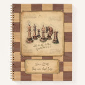  houten schaakbord, schaakspelerscadeau notitieboek (Voorkant)