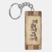 houten schaakbord, schaakspelerscadeau sleutelhanger (Voorkant Links)