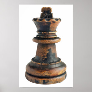 houten schaakkoningsstuk poster