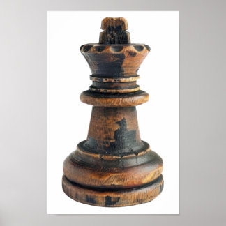  houten schaakkoningsstuk poster