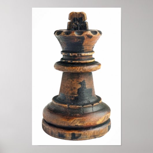  houten schaakkoningsstuk poster (Voorkant)