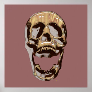 houten schedel poster