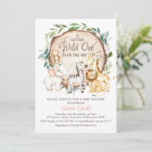 Houten Schijf Bloemige Blad Safari Baby Shower Kaart (Staand voorkant)