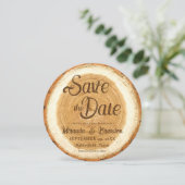 Houten Schijf Bruiloft Save the Date Kaart (Staand voorkant)