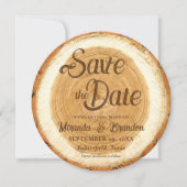 Houten Schijf Bruiloft Save the Date Kaart (Voorkant)