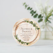 Houten Schors Groen Bladblad Unieke Rustieke Bruil Kaart (Staand voorkant)