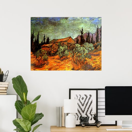 Houten Schuren, beroemd schilderij van Van Gogh, Poster (Thuiskantoor)