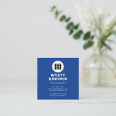 Houten Schutting Bouwer Professionele Navy Blauwe  Vierkante Visitekaartje (Staand voorkant)