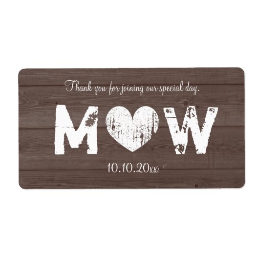 houten schuur bruiloft water flesetiketten etiket (Voorkant)