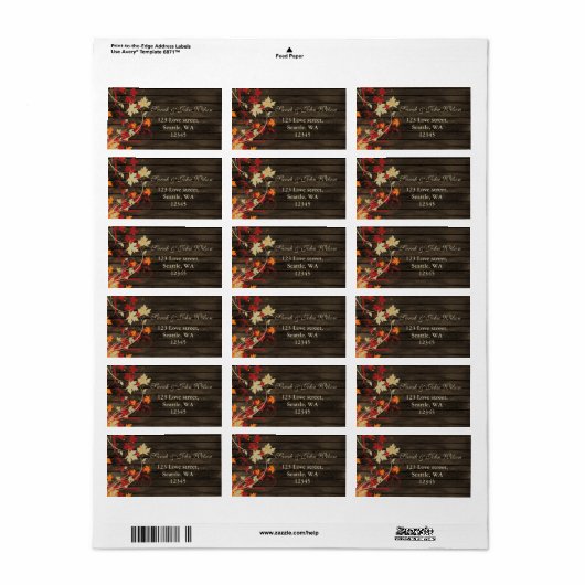Houten Schuur Rustieke Herfstbladeren Bruiloft Etiket (Full Sheet)