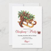 Houten slede voor takken Groen & Rood Plaid Kaart (Voorkant)