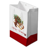 Houten slede voor takken Groen & Rood Plaid Medium Cadeauzakje (Voorkant Gekanteld)