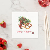 Houten slede voor takken Groen & Rood Plaid Servet (Insitu)