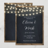 Houten & Slingerende Lichtjes Trouw Uitnodiging (Voorkant / Achterkant)