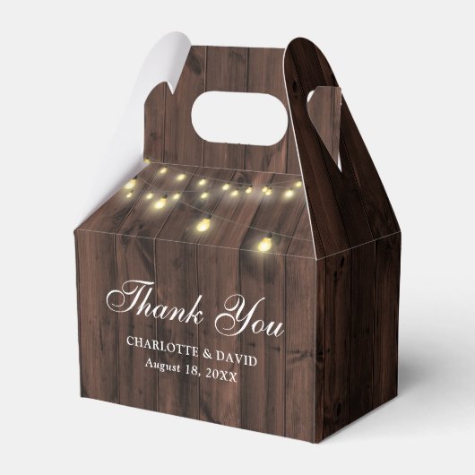 Houten slingerlichtjes bruiloft bedankt bedankdoosjes (Voorkant Zijde)