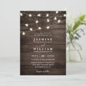 Houten slingerlichtjes rustieke landelijke QR-code Kaart (Staand voorkant)