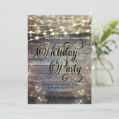 Houten snaarlampen corporate Vakantie feest Kaart (Staand voorkant)