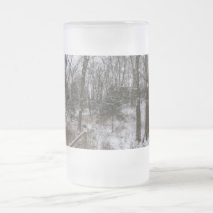 Houten Sneeuw Dag Vorst Glas Bier Mok