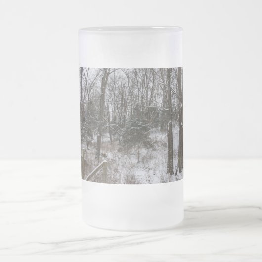 Houten Sneeuw Dag Vorst Glas Bier Mok (Center)