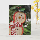 Houten sneeuwman kaart (Gele Bloem)