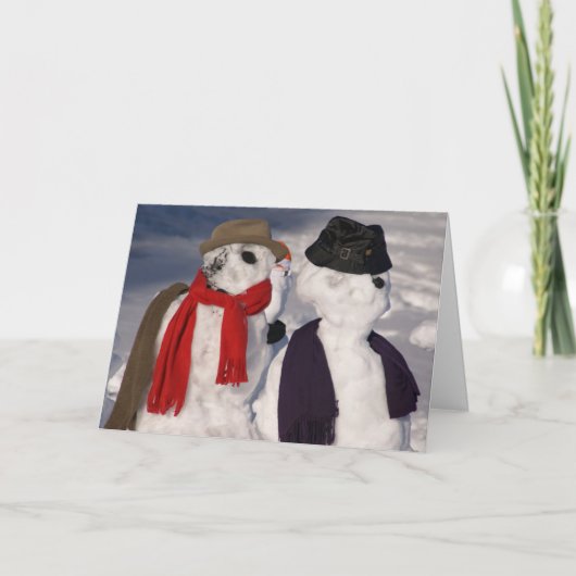 Houten Sneeuwmannen Jubileum Kaart (Voorkant)
