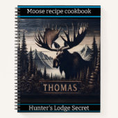 Houten snijwerk van een eland staat trots notitieboek (Voorkant)