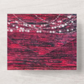 Houten Snoerlampen Huwelijk Rustiek Rood All In One Uitnodiging (Achterkant)