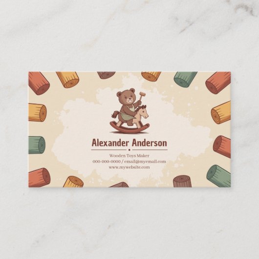Houten Speelgoedmaker Visitekaartje (Voorkant)