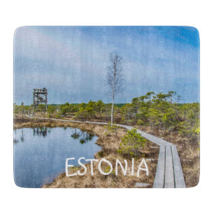 Houten spoor over moeras in Estland Snijplank