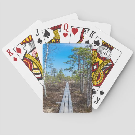 Houten spoor over moeras pokerkaarten (Achterkant)