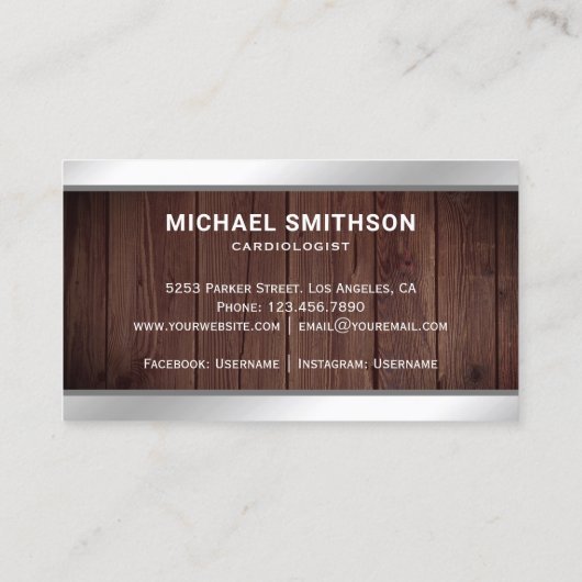 Houten staal Caduceus Symbool Medische Professiona Visitekaartje (Achterkant)