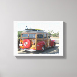 Houten stationwagen canvas afdruk