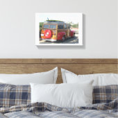Houten stationwagen canvas afdruk (Insitu (Slaapkamer))
